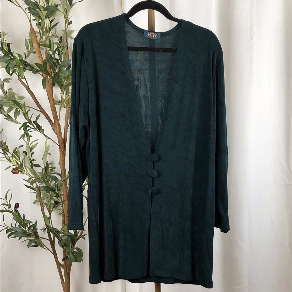 Dark Green Buttoned Long Cardigan (V1)